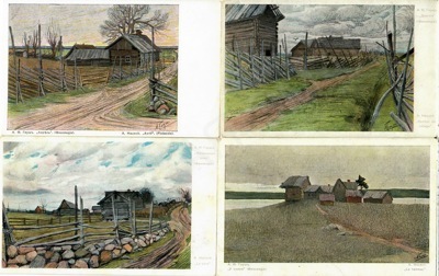 Четыре открытки по оригиналам А.Ф. Гауша