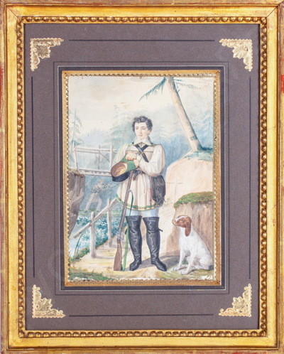 Неизвестный русский художник. Портрет охотника. 1820–1830-­е годы.