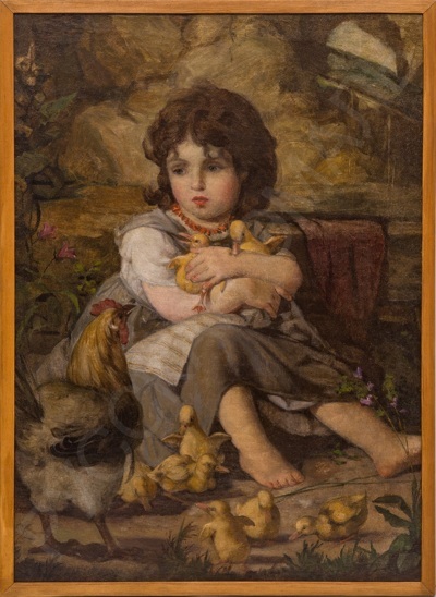Неизвестный художник. Девочка, играющая на птичьем дворе. Начало XIX века.