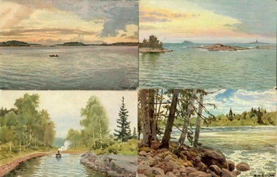 Семь открыток с видами Финского залива по оригиналам Альберта Бенуа
