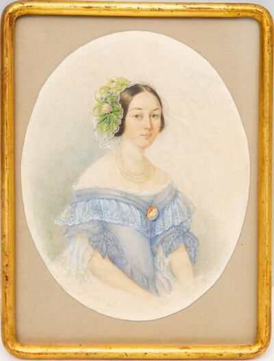 Стрелковский Алексей Иванович (1819-1904). Портрет дамы в голубом. 1848.