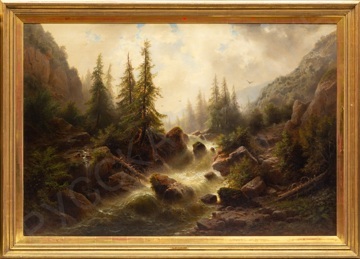 Ригер Альберт (1834-1905, Rieger, Albert). Пейзаж с горной рекой1