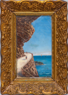 Неизвестный художник. Средиземноморский пейзаж со скалой. Конец XIX-начало XX века.