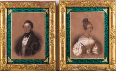 [Собрание А.Л. Кусакина] Филипп Осипович Берже (P.Berger -1783-1867) (?). Парные портреты мужчины и женщины. Первая половина XIX века.