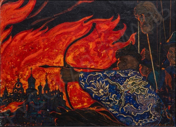 Глазунов Илья Сергеевич (1930-2017). Штурм града. Из цикла Задонщина. 1969
