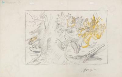Русаков Светозар Кузьмич (1923-2006). Волк и сова. Эскиз к мультфильму "Ну, погоди!". 1970-е.