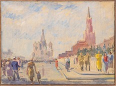 [Социалистический романтизм] Шатилов Борис Алексеевич (1905–2000). Вид на Красную площадь. 1950-е.