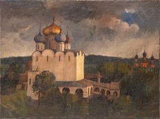 [Ученик И. Машкова в Центральной студии АХРР] Когаков Иван Ефимович (1895-1958). Смоленский собор Новодевичьего монастыря. 1930-е.