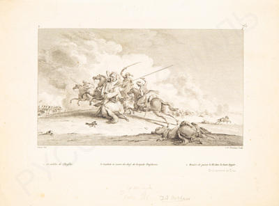Жан Дюплесси-Берто (1747-1819). С картины Доминика Вивана "Сражение и гибель командира бригады Дюплесси в битве при Бир-эль-баре 2 апреля 1799 года". Начало XIX века.