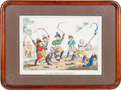 Избиение Наполеона. Сатирическая картинка, 1814–1815 годы.