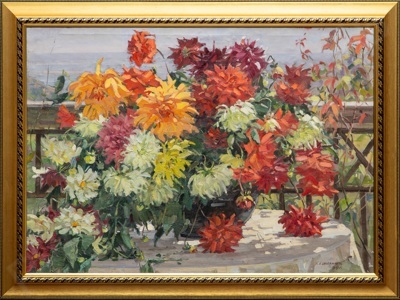 Компаниец-Киянченко Надежда Дмитриевна (1913-2003). 
Георгины. 1959.