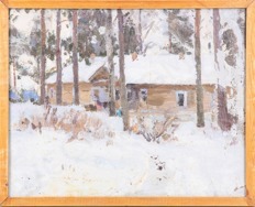 [Социалистический романтизм] Гремитских Владимир Георгиевич (1916-1991). Снег на даче. 1950-е.