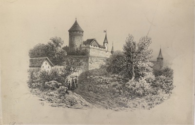 Неизвестный художник. Пейзаж с замком. 1859.