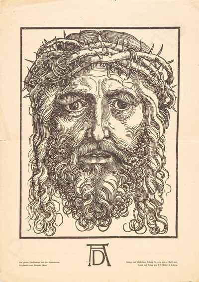 Альбрехт Дюрер (1471 - 1528). Голова Христа. С оригинала 1498 года. 1903.