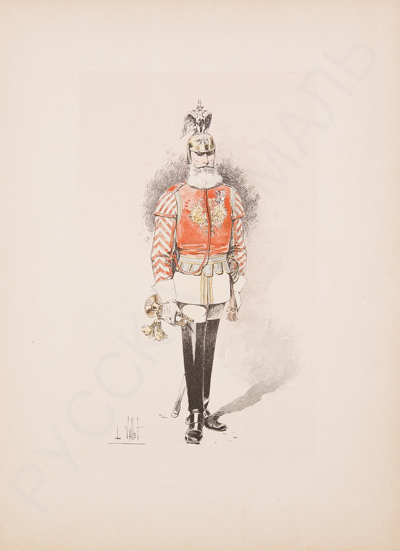Валле Л. Литография "Трубач Лейб-гвардии конного полка". 1891. 