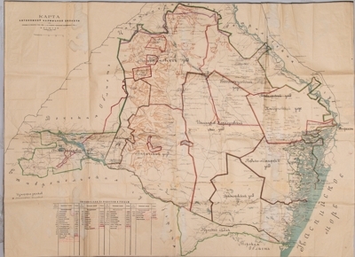 Карта Автономной Калмыцкой области, составленная по планшетам съемки 1883 г. и на основании обследований, произведенных в 1921 г.