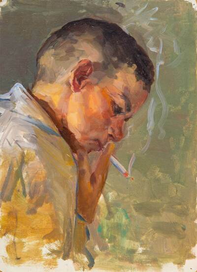 Налбандян Дмитрий Аркадьевич (1906-1993). Мальчик с сигаретой. Этюд.Сценка "Пионеры-курильщики". 1975.