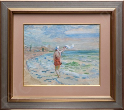 Бруни Лев Александрович (1894–1948).  На пляже. Девушка с платком. 1938-1939.