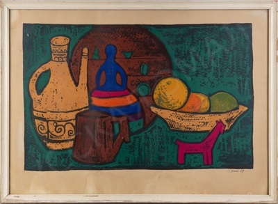 Хотемова Н.Г. Натюрморт с керамикой. 1969.