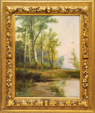 Фуке А. (A. Fouquet, XIX-XIX). Пейзаж с прудом. Вторая половина XIX века.