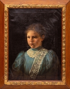 Неизвестный художник (Россия). Портрет девочки в голубом платье