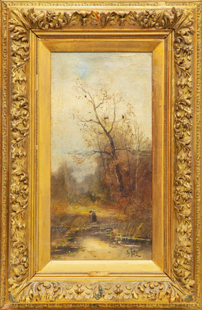 Неизвестный художник (Европа). Пейзаж с прудиком. Вторая половина XIX века.