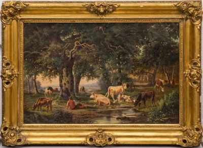 Моррен, Огюст (Morren, Auguste, 1804-1870. Бельгия). Пасторальный пейзаж. Вторая половина XIX века.